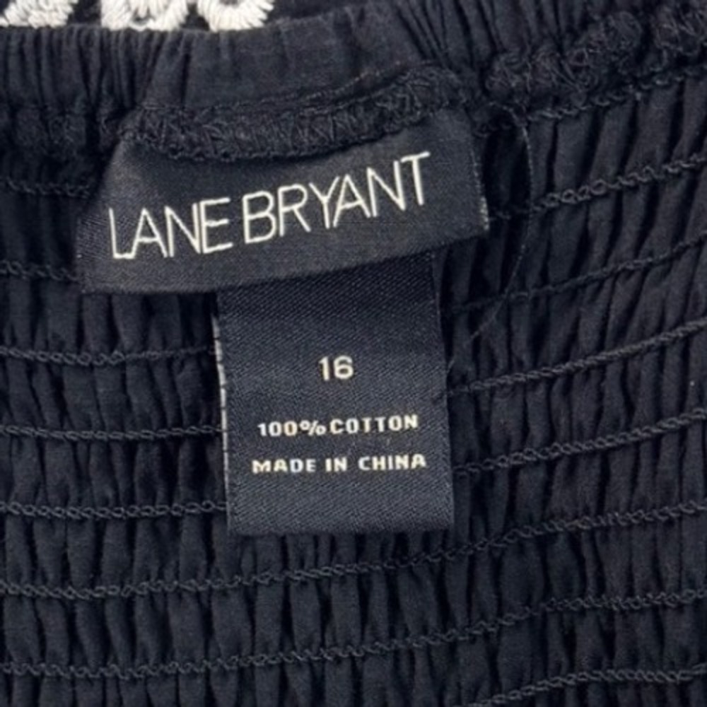 Lane Bryant Black Crochet Bodice Embroidered Hem Midi Dress Womens 18 Cotton - Picture 5 of 6
